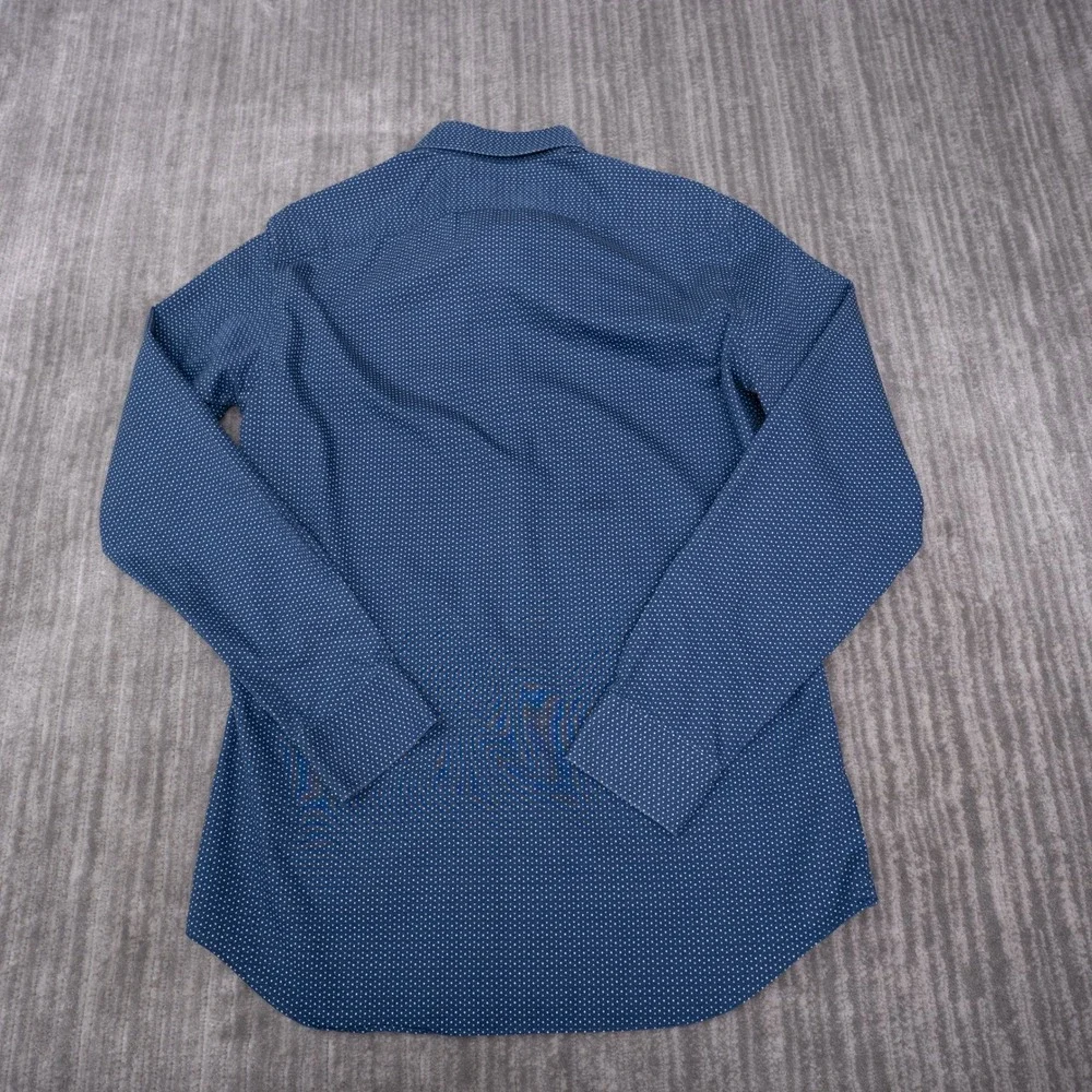 Banana Republic Button Up Shirt Mens M Blue Excellent Non-Iron Slim Fit Dot